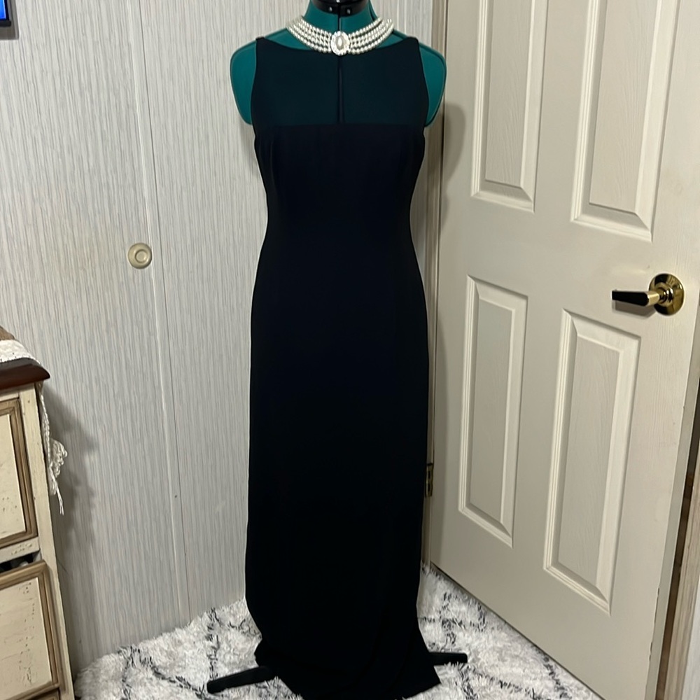 Nicole Miller black sheer neck Evening gown